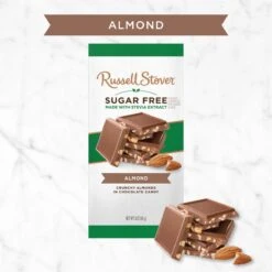 3 Oz. Sugar Free Chocolate Almond Tile Bar, Case Of 12 -Sweet Gift Shop 077260095541 9554 3oz sugarfree mcalmond pi oop
