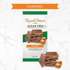 Sugar Free Chocolate Caramel Tile Candy Bar 3oz. Case Of 12 -Sweet Gift Shop 077260095558 9555 3oz sugarfree mccaramel pi oop