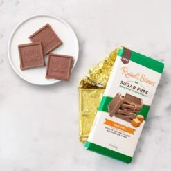 Sugar Free Chocolate Caramel Tile Candy Bar 3oz. Case Of 12 -Sweet Gift Shop 077260095558 9555 3oz sugarfree mccaramel sil1