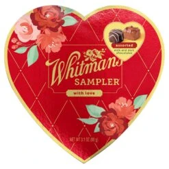 Whitman's Assorted Chocolates Red Sampler Heart Box, 3.1 Oz.