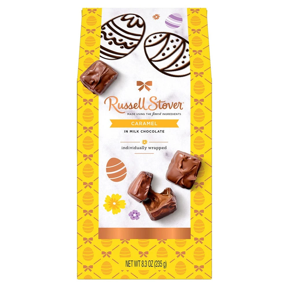 Milk Chocolate Caramels Easter Stand Up Box, 8.3 Oz. 3 Milk Chocolate Caramels Easter Stand Up Box, 8.3 Oz.